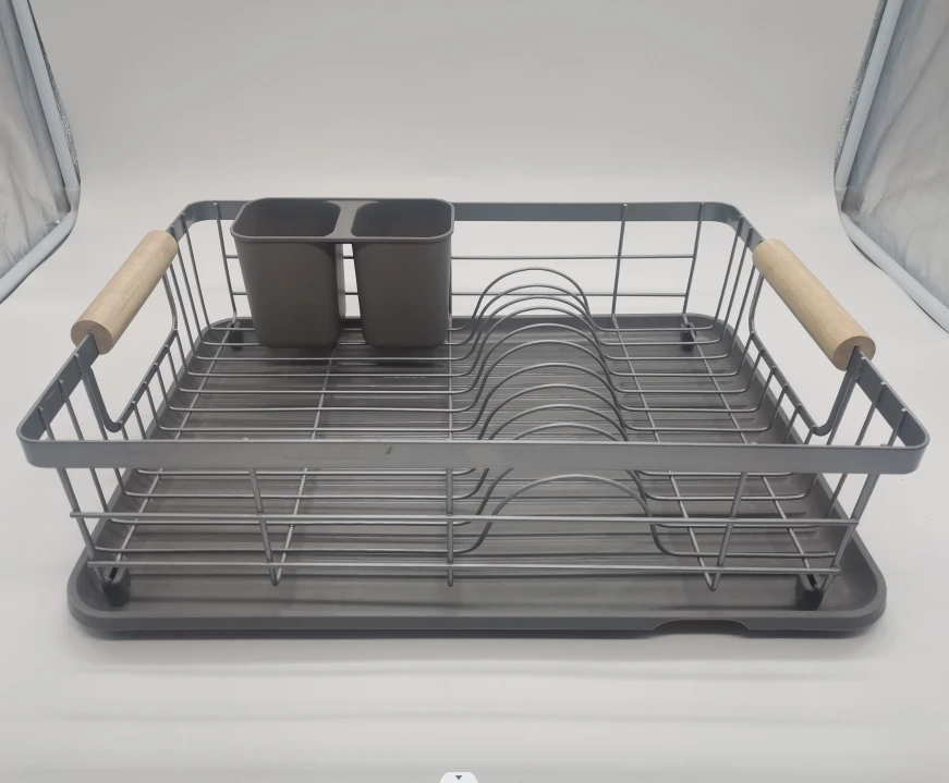 Wood Handle Popular Hot Sell Dish Rack Save Space Dish Holders For Kitchen