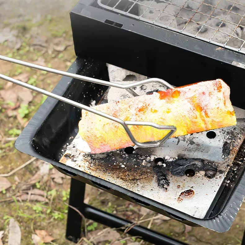 Portable Charcoal Barbecue Grill Stainless Steel Outdoor Backyard Folding Stove Smokeless Charcoal Barbecue Camping Grill