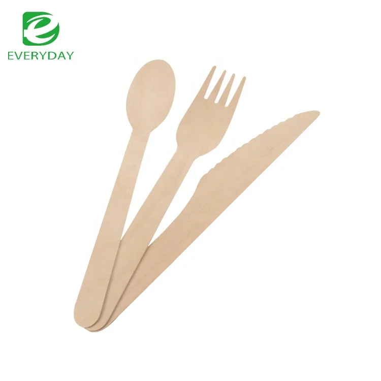 Environmentally Friendly Disposable Tableware Set Wood Cutlery Wooden Tableware