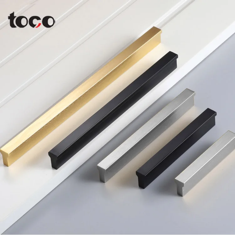 TOCO Brushed Steel Kitchen Door Handles Aluminum Handle Profile Kitchen Brass Furniture Handle