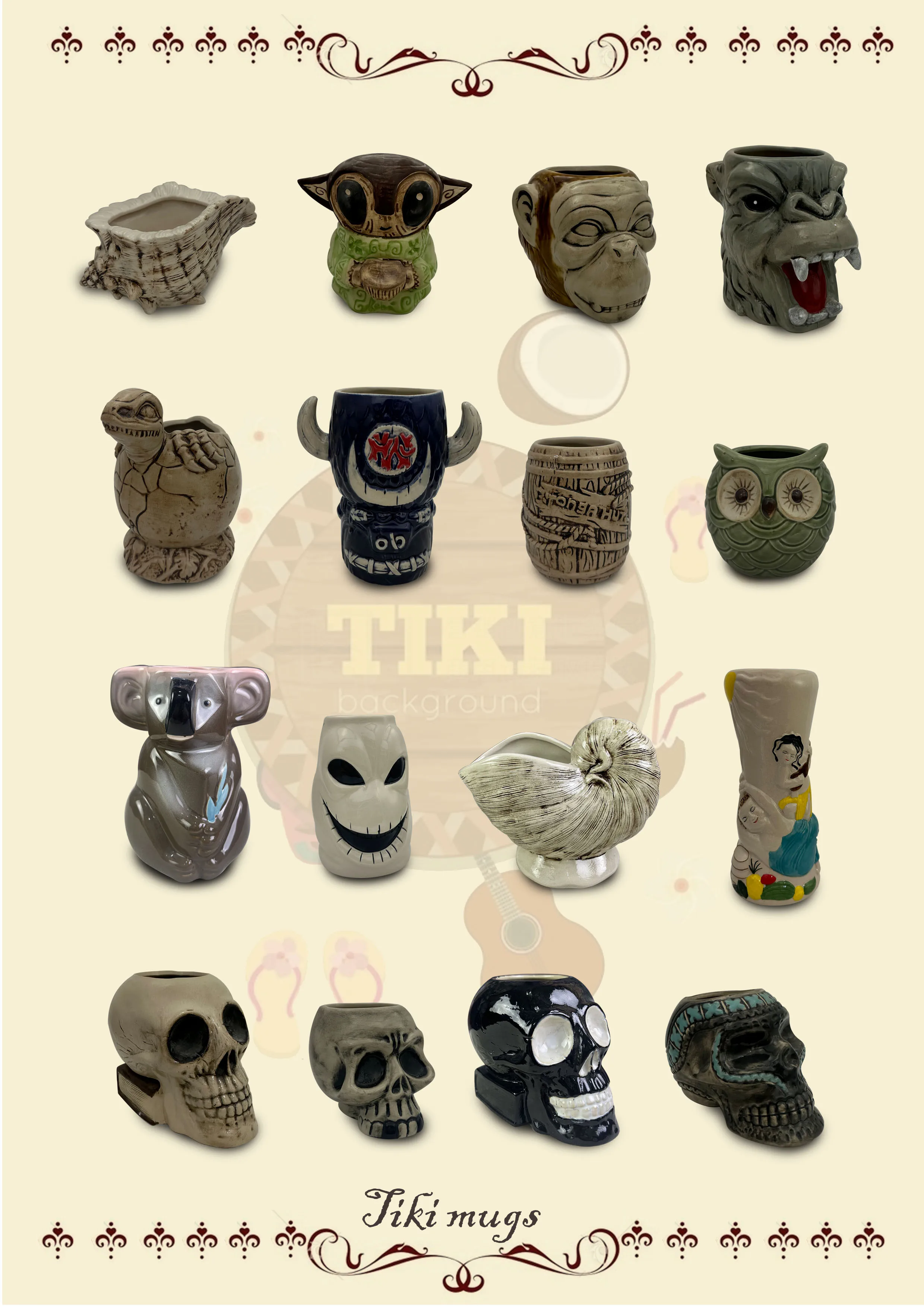 Tiki Mug Mugs Halloween Tiki Mug Ghost Face Handmade Mummy Cup Halloween Retro Cup