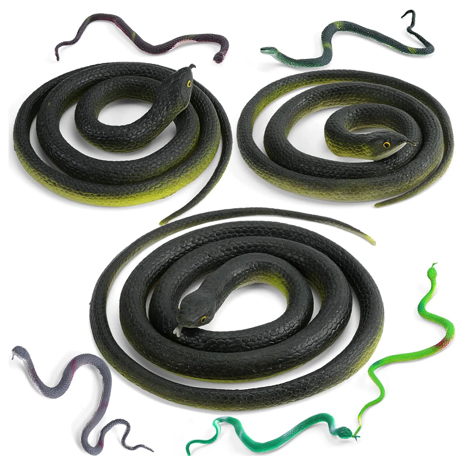 Realistic Rubber Snakes Wholesale Black Mamba Snake Toys Halloween Decoration Garden Rubber Cobra Prank