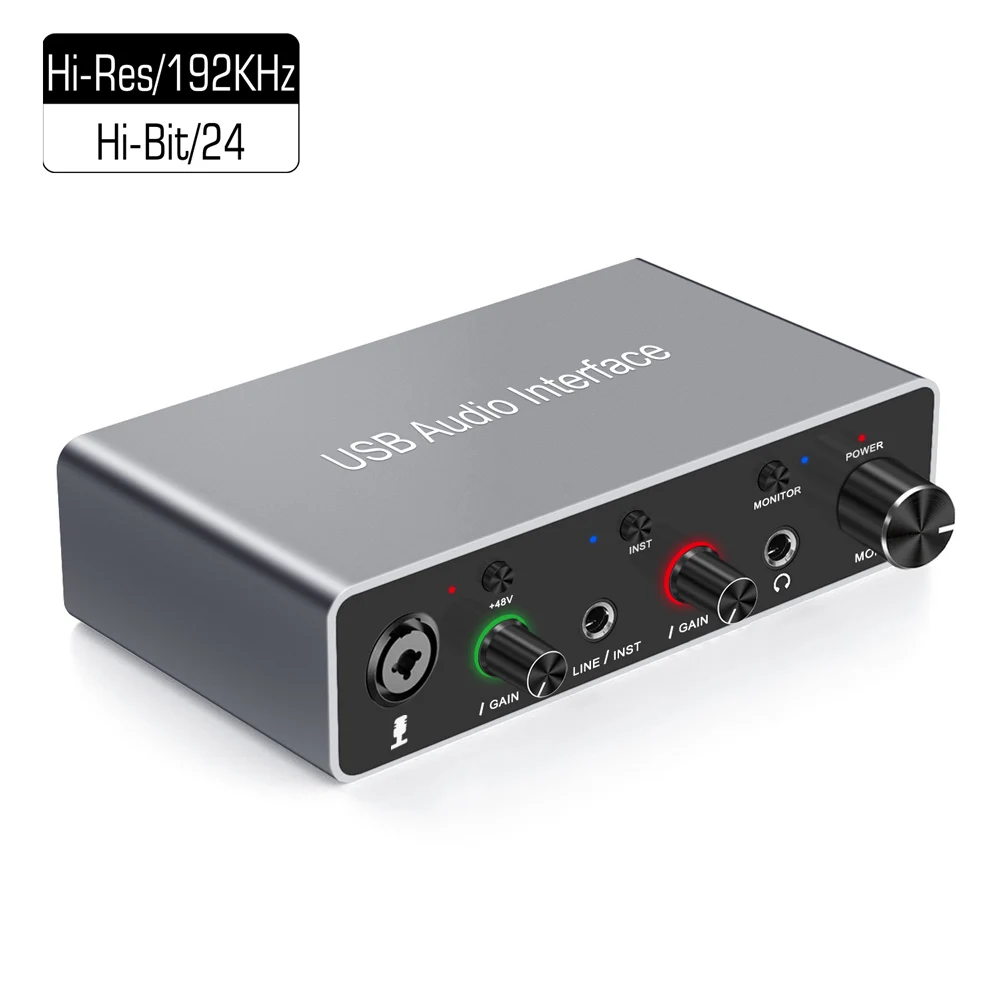 192KHz/24Bit USB Audio Interface Soundcard solo XLR interface m audio studio for Podcast recording equipment professional