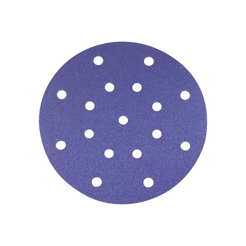 6 inch 17 holes Sandpaper  Purple Ceramic Sanding Disc  Hook and Loop Sanding Paper Abrasive Discs for Automotive