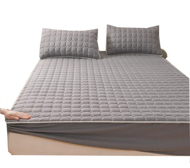 Wholesale Waterproof King Size Deep Grey Quilted Bed Sheet Cover Mattress Protector Cover