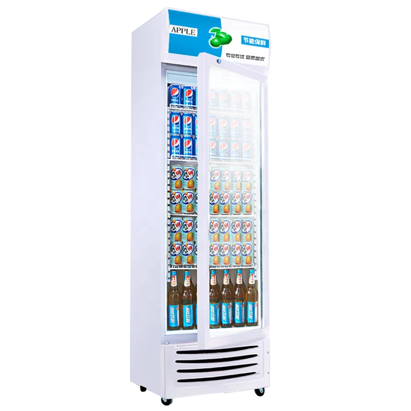 Professional Manufacture New Type single door upright glass front beverage cooler