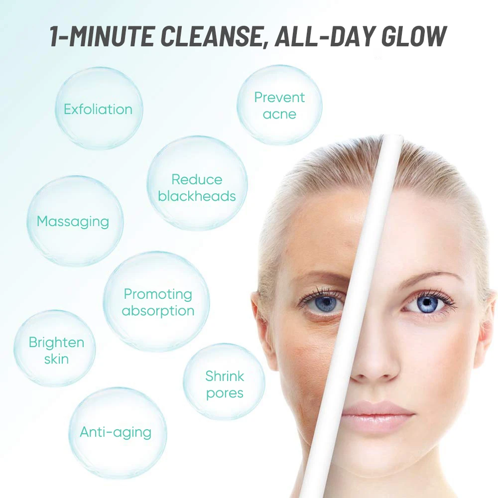 Waterproof Electric Silicone Facial Cleansing Brush Sonic Vibration Massage Wireless Charging Ultrasonic Face Deep Pore Cleaner
