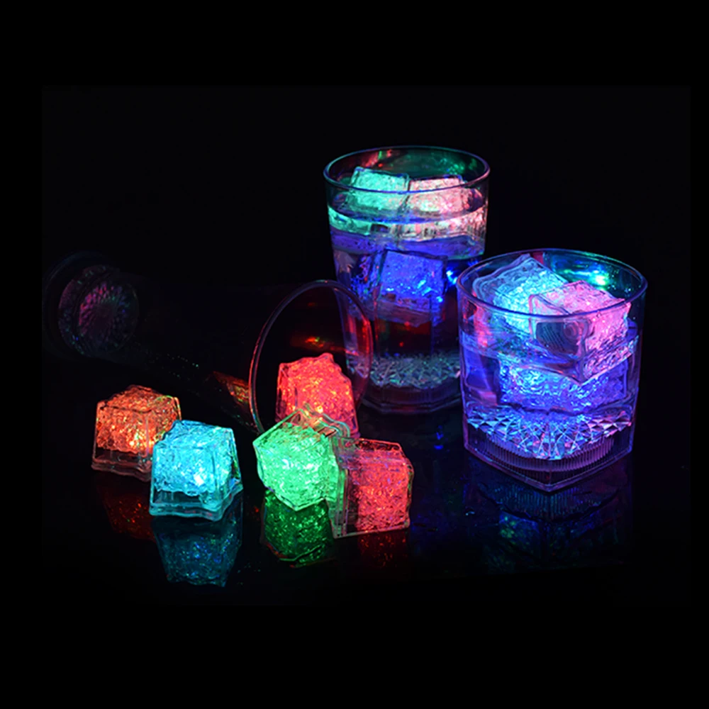 Blinking Led Light Ice Cube Waterproof  Plastic Led Ice Cube With On Off Switch Multi Color Flashing Glow Ice Cube