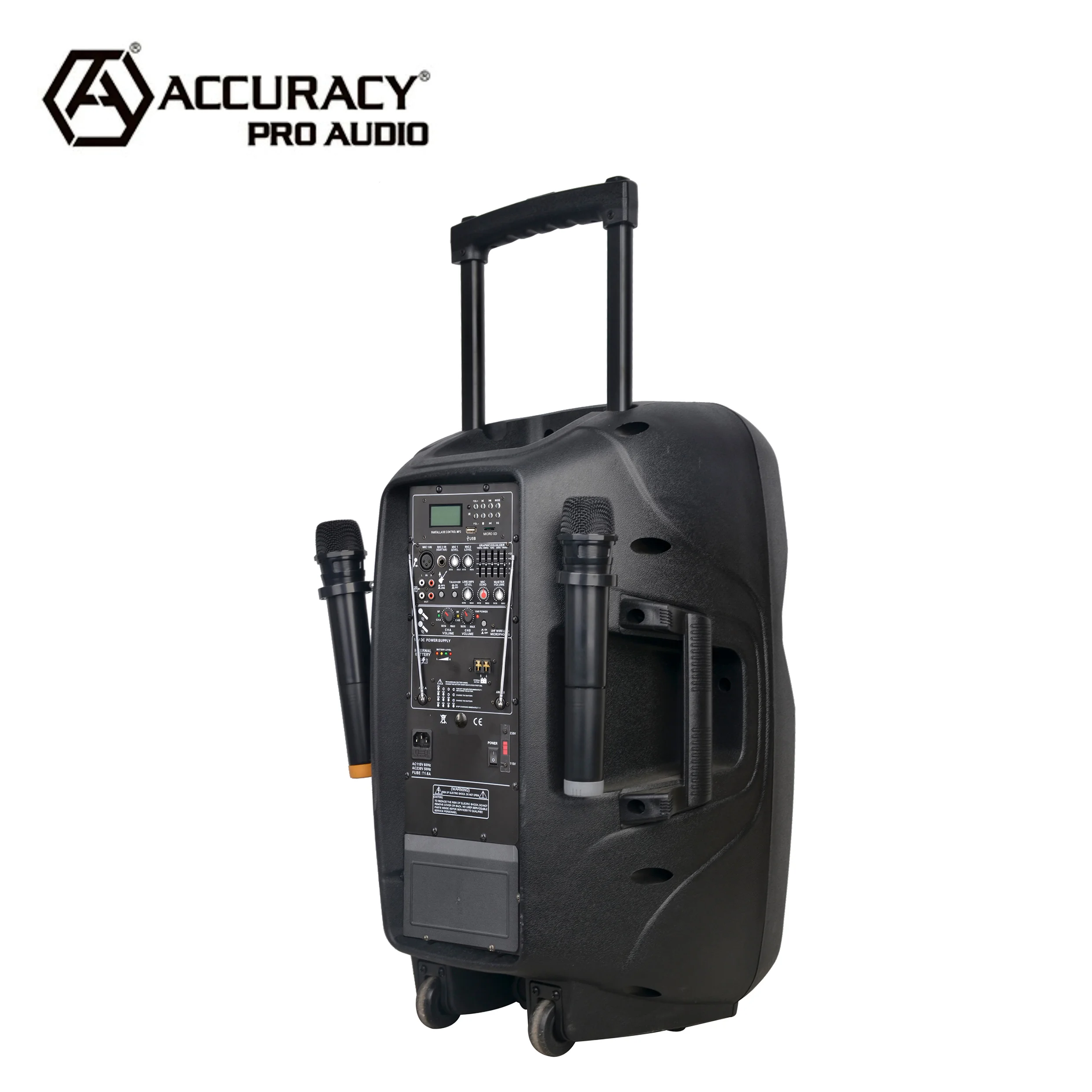 CSL15AVX 100W 15 Inch Black Audio Wireless Trolley Battery-Powered Portable Speaker Microphones Outdoor DJ Party KARAOKE BT