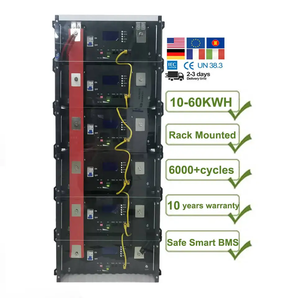 High voltage 20kwh 30kwh 40kwh 45kwh 50kwh 60kwh 30kw 15kw 50kw 60 kw 60 kwh high voltage solar Lithium Lifipo4 Rack Battery