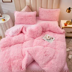 Winter coral fleece four-piece mink fleece thick double-sided fleece sheets plush duvet cover flannel bedding