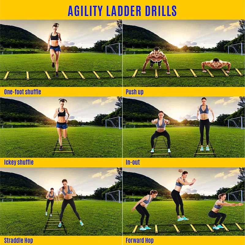 Ultimate Agility Ladder Speed Training Equipment 12 18 20 Rungs Yellow Agility Ladder Soccer Football Fitness Agility Ladder