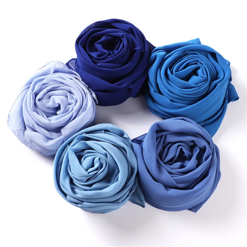 High Quality Pearl Chiffon 70*175cm Islamic Shawls Hijab Women Plain Chiffon Hijab Scarf