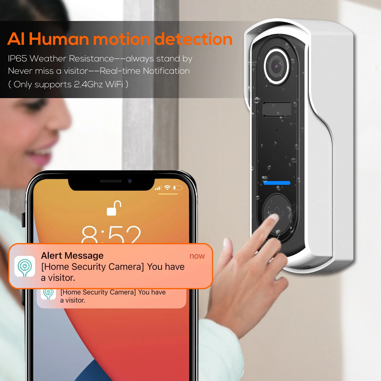 1080P WIFI Video Doorbell Door Bell Wireless Security Camera Doorbell Tuya Smart Home PIR Night Vision Audio Door Phone 95205-P3