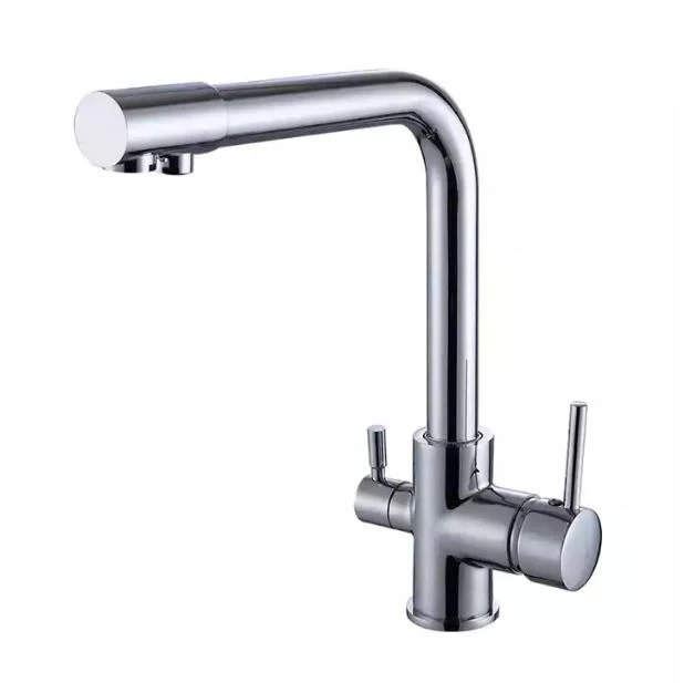 European style brass single handle double end domestic kitchen faucet