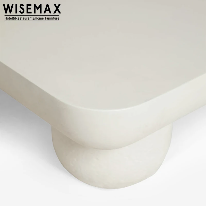 WISEMAX FURNITURE luxury square coffee table wooden white colour coffee center table set for living room hotel