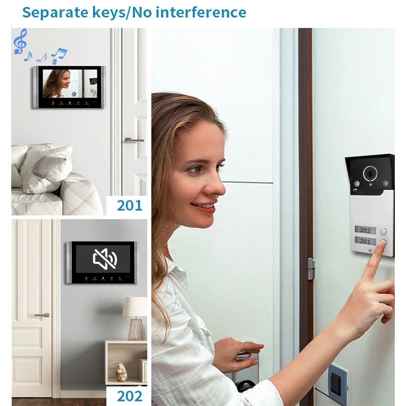 High Quality Wholesale 4 Wire Video Door Phone Intercom 2 Unit Apartment Video Intercom Waterproof Doorbell Camera