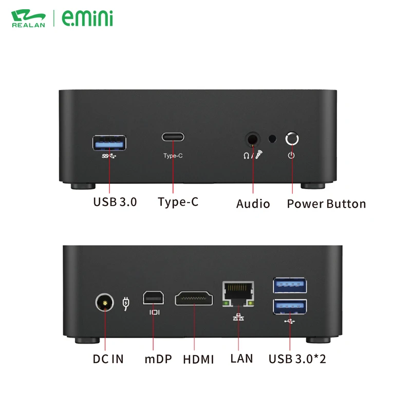 Realan fanless embedded computer thin client core i3 i5 i7 mini pc