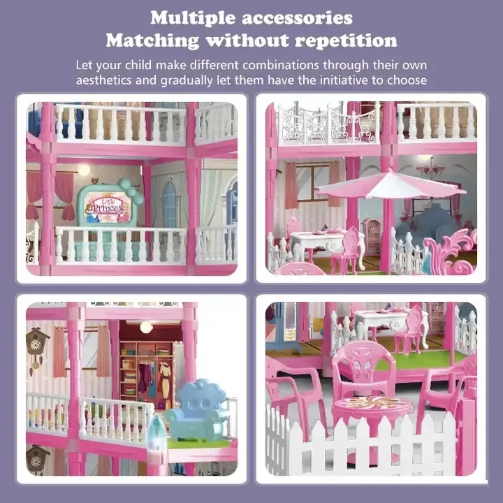 Girls Pretend Play Preschool Furniture Toy Plastic Doll House Miniature Doll House Kit
