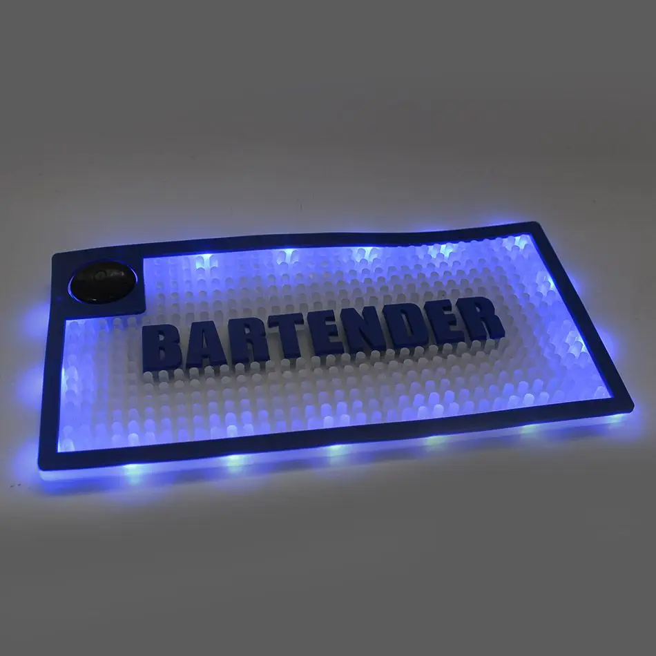 Led PVC Bar Mat Personalized Custom Branded PVC Beer Bar Spill Mat With Logos