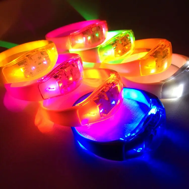 Custom Sound Activated Controlled Led Light Up Glowing Led Wristband Bracelet For Event Concert Music