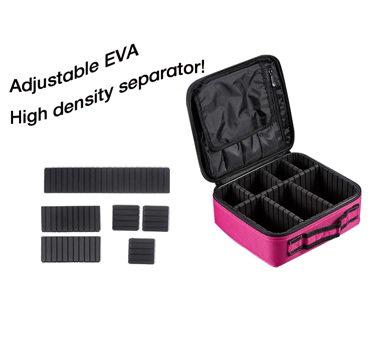 Professional Adjustable Beauty Box Case Salon Nail Cosmetic Make up PU Bag Fashion Waterproof Polyester Zipper Cosmetic Case
