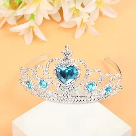 Wholesale Cheap Plastic Tiaras Dress Up Snow And Ice Colors kids Princess Plastic Crown for Girls