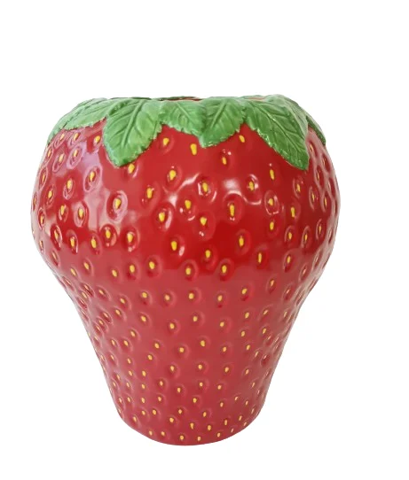 Modern Strawberry shape ceramic flower vase for home decor indoor fruit shape plant pots lager flower vase
