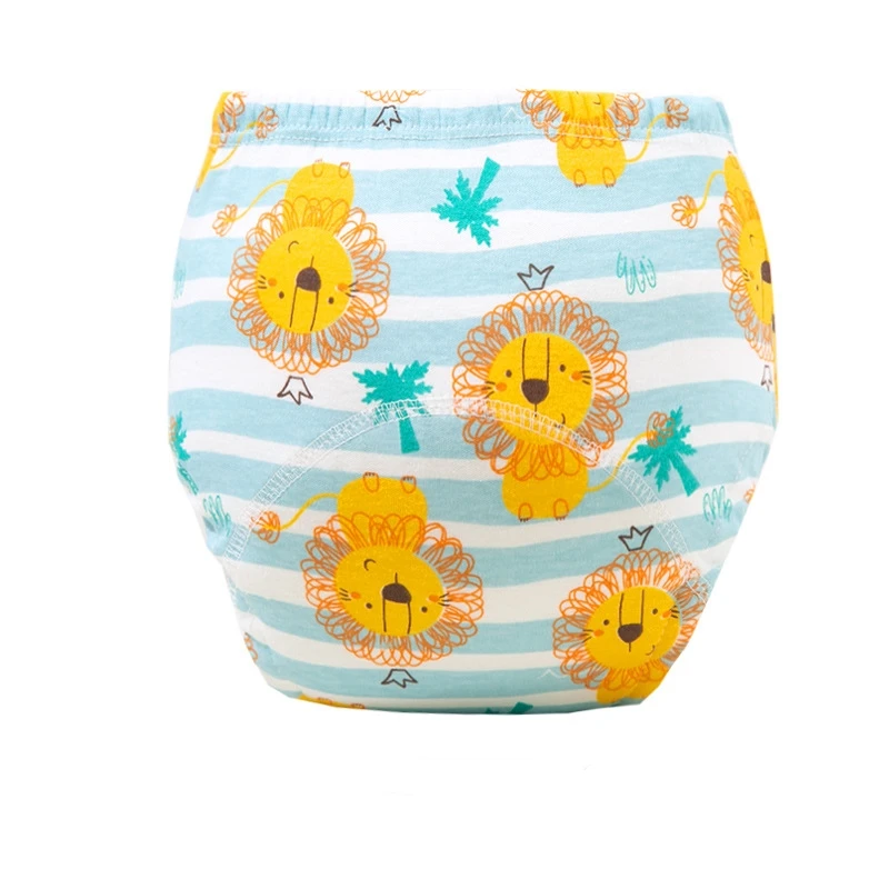 Baby Toilet Training Pants Reusable Cartoon Print Infant Toddler Diaper Pants 100% Cotton Breathable Baby Diaper Pants