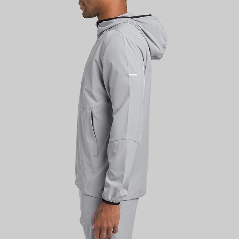 Running Outdoor Mountain Hiking Biking Lightweight Hooded Windbreaker Jacket Casual Custom Full Zipper Thin Waterproof for Men