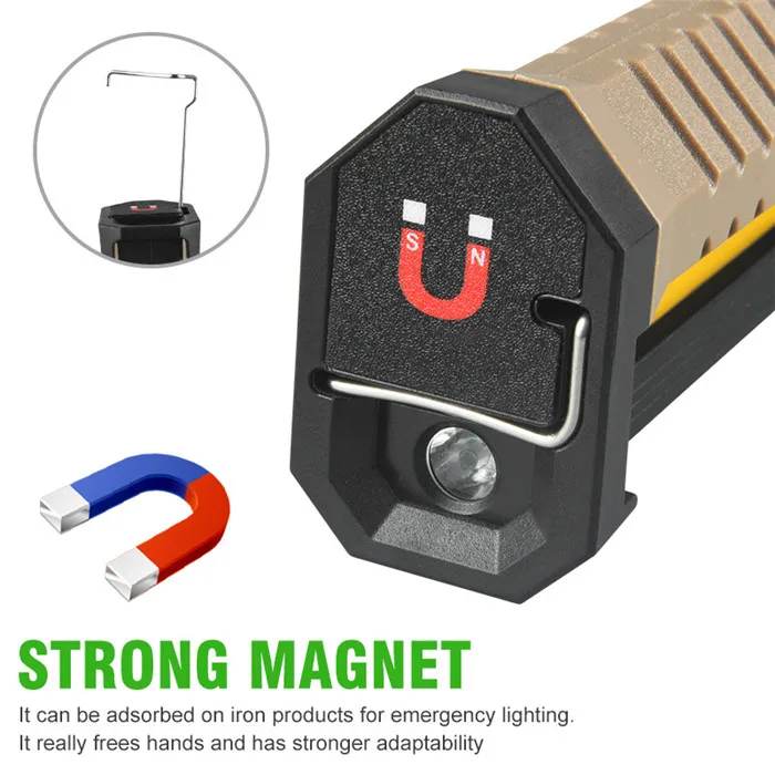 COB LED Flashlight Portable Spotlight USB Rechargeable Work Light 7 Modes Magnetic Work Torch Emergency Inspection Lamp 10 Black