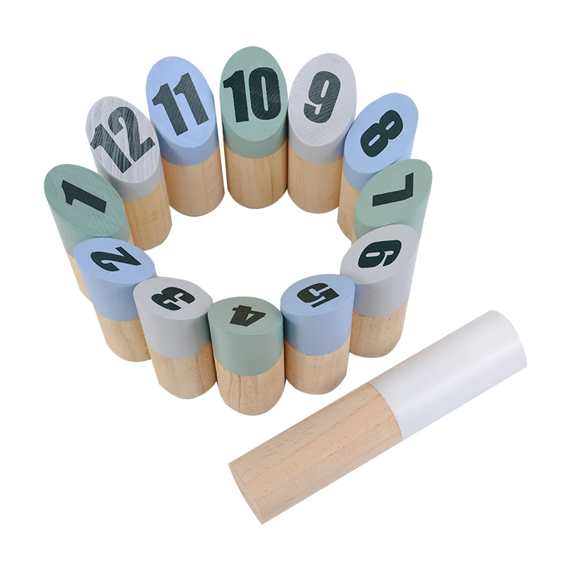 12 Stick Number Kubb Pins Throwing Dowel Unisex Plastic Outdoor Lawn Game for Kids Adults Family Garden Toy in Box Packaging