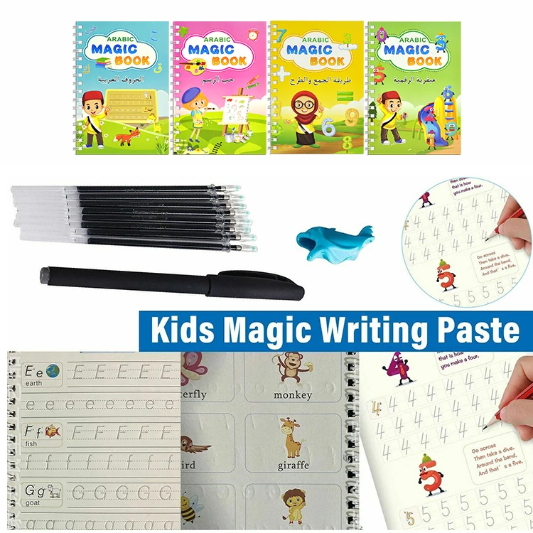 Customized Reusable Magical Water Drawing Painting Coloring Arabic Book Alphanumeric Magic Water Book For Kids