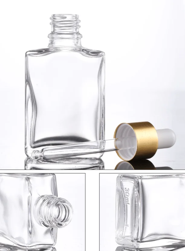 15ml 30ml 50ml 100ml Rectangle Square Frosted Black Beard Oil Glass Dropper Bottle 1oz Scalp Oil Hair Serum Bottle with Pipette