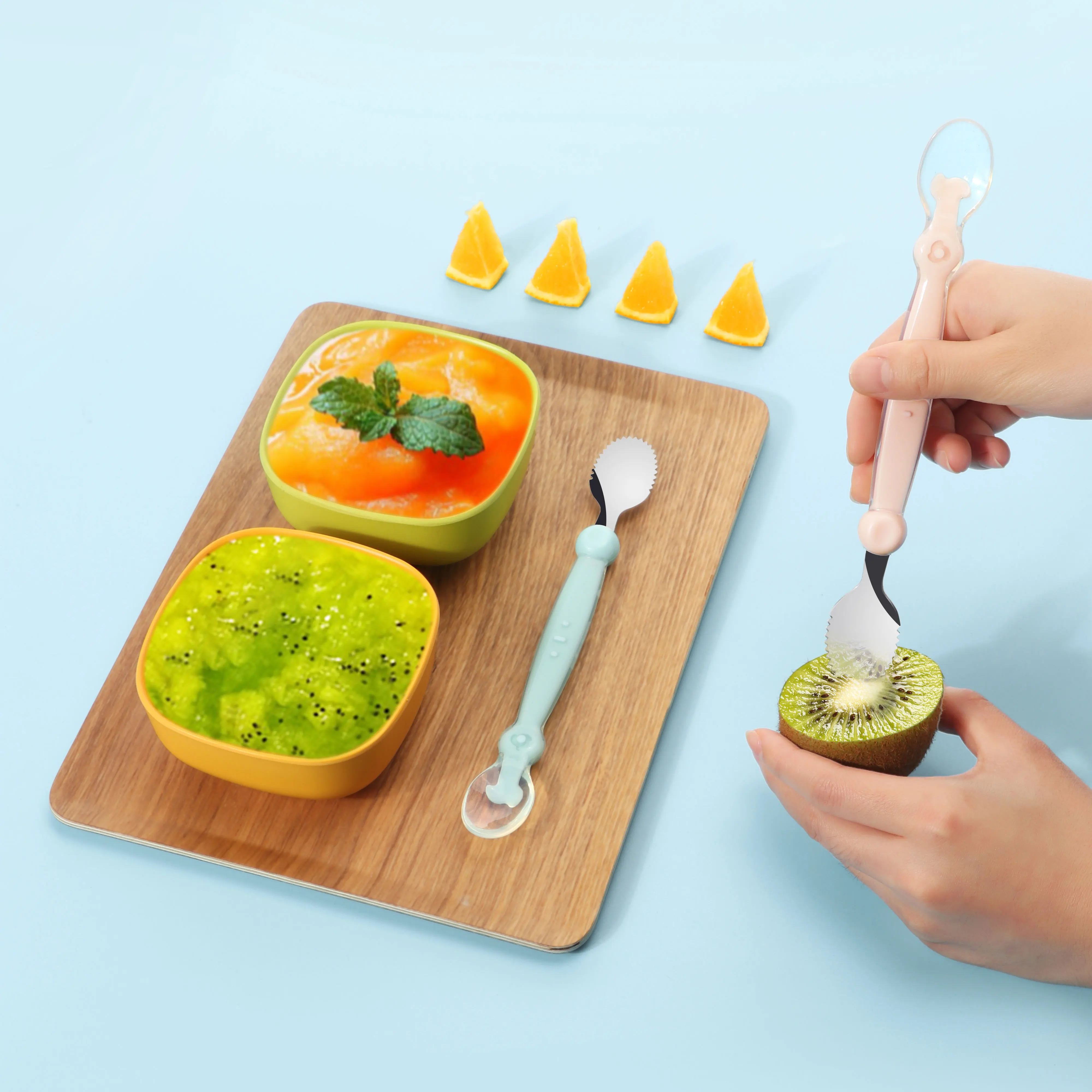 
Silicone Stainless Steel Multi Purpose Spoon Baby Feeding Spoon 