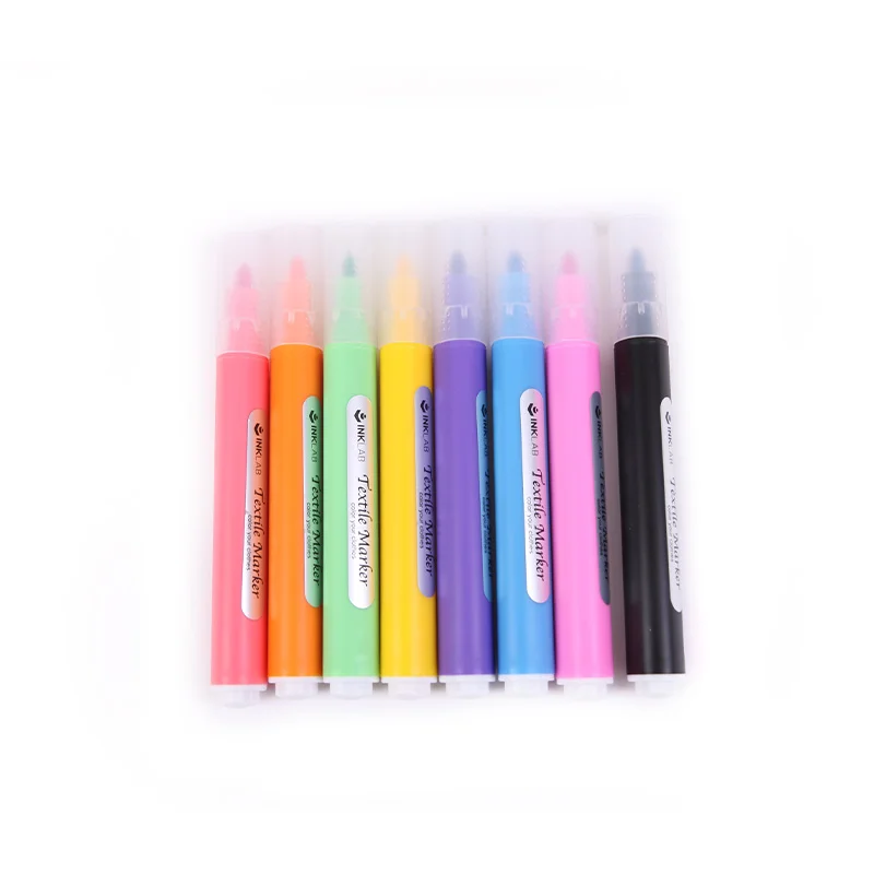 8 Colors permanent textile mini marker set for textile surfaces