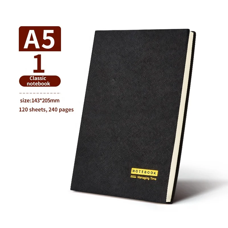 M&G Classic Soft PU Material A5 120 Sheets Notebook for Office & School Use and Note Taking