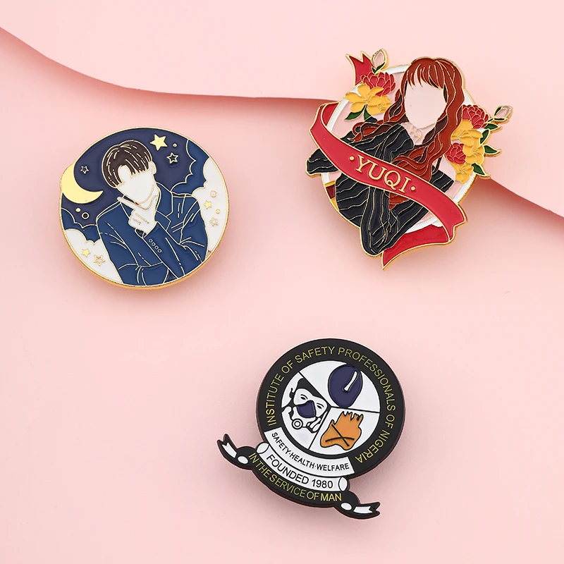 Metal craft logo embossed clothing lapel pin custom logo nameplate brooch metal badge pin