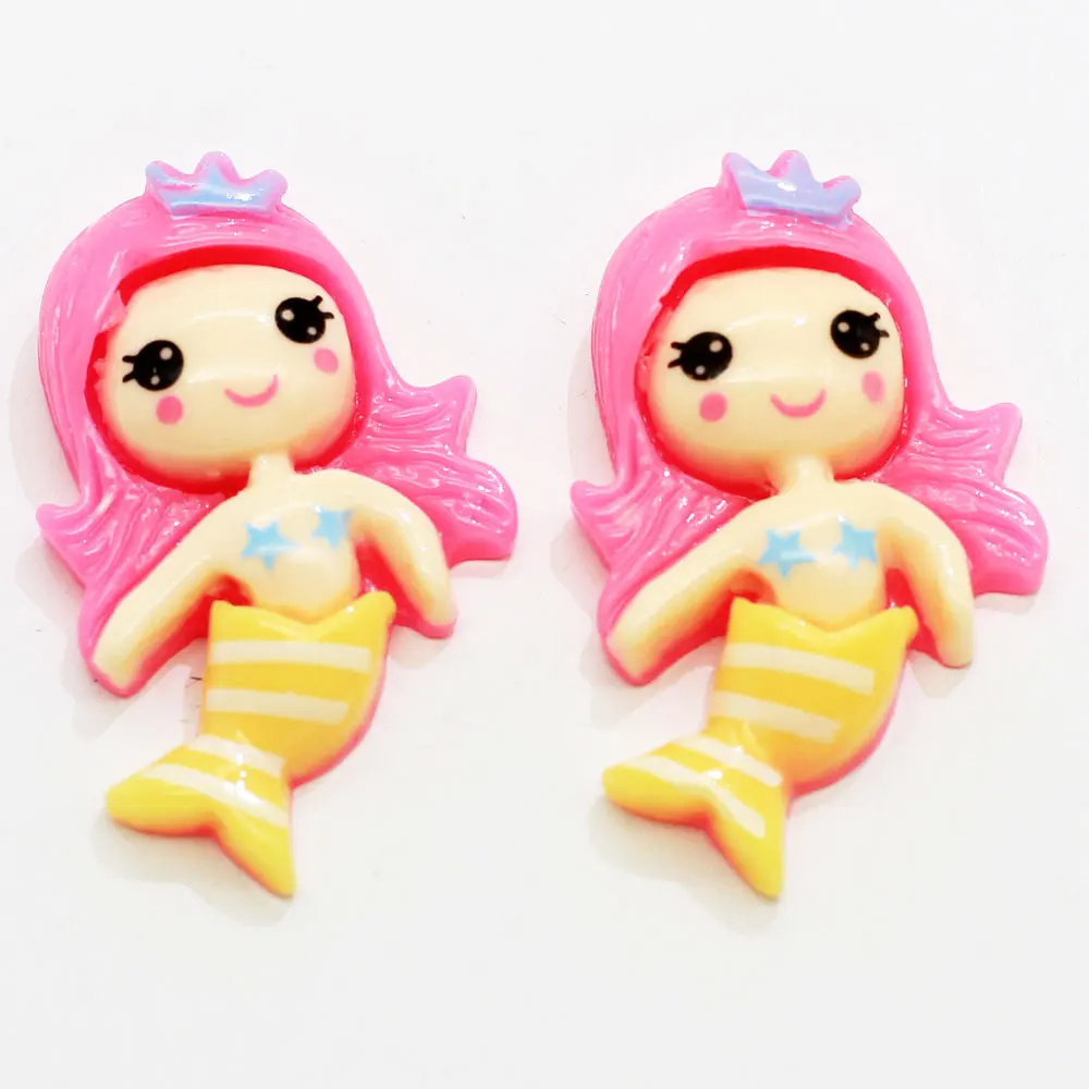 
100pcs Cute Mini Mermaid Princess Flatback Resin Cabochon Craft DIY Scrapbooking Hair Bow Accessories 