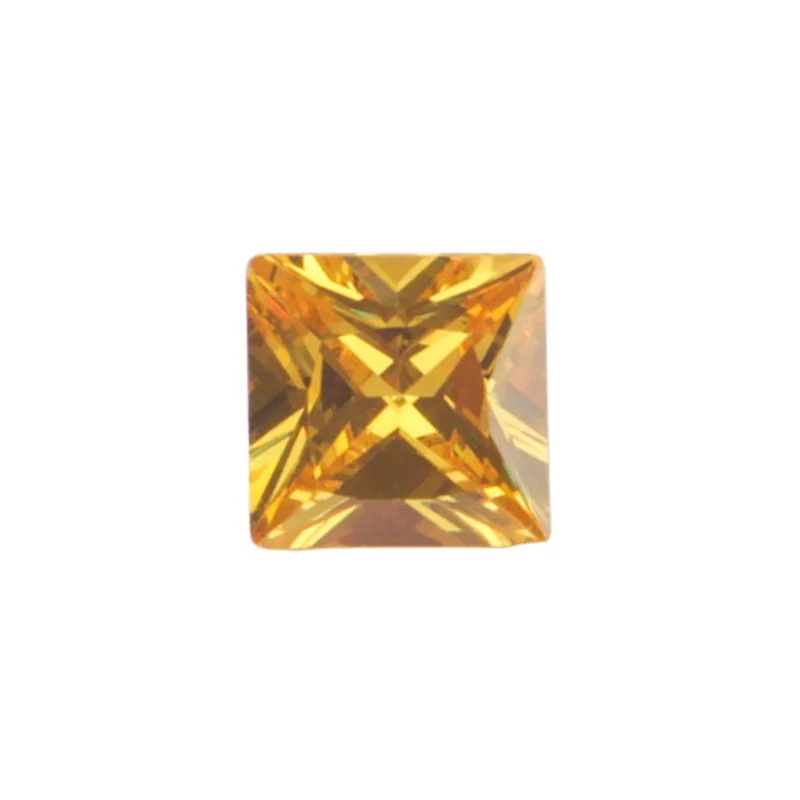 Celebrity Gems Hot Selling Diamond  3A Quality Square Shape 1.5mm 10mm Size Yellow Cubic Zirconia Loose Gemstone CZ