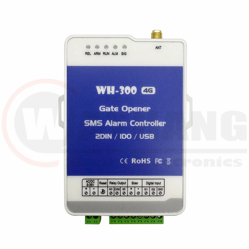 WH-300 GSM 3G 4G Cellular RTU SMS Remote Controller Alarm System With 2 Digital Inputs App Control For Automation Monitoring
