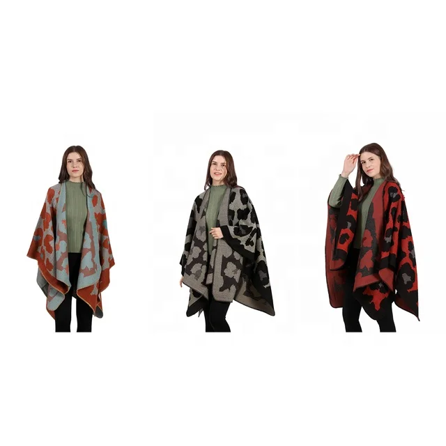 New Arrival Share Women Spanish Warm Poncho With Jacquard Soft Women Poncho Cape Wrap Shawl