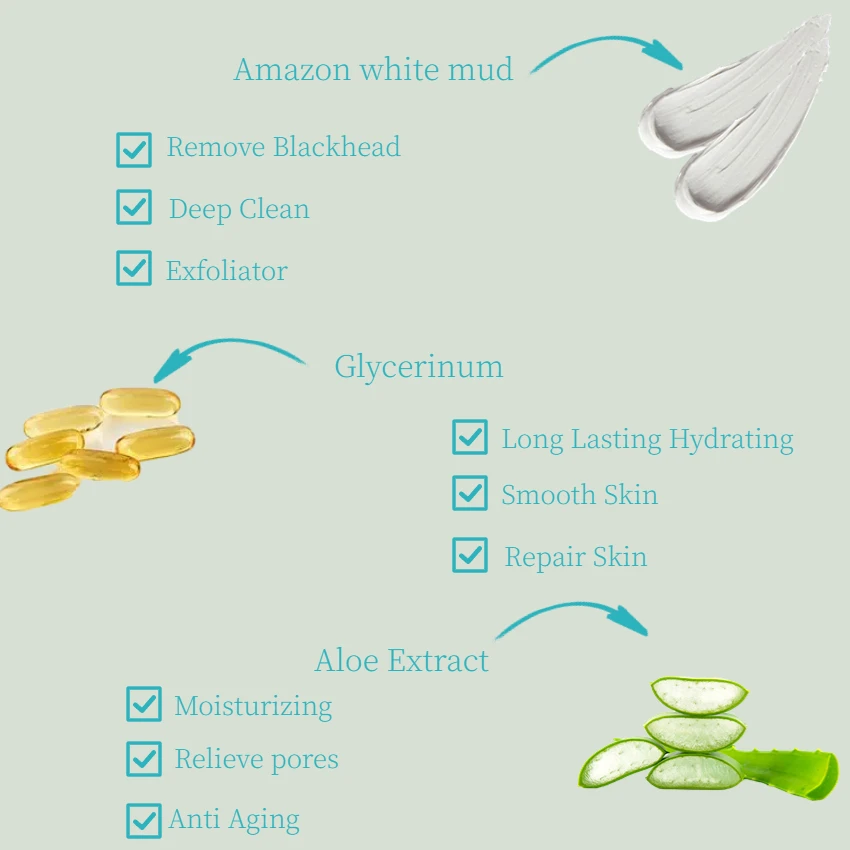 OEM Wholesale Custom Oil Control Clean White Clay Mask Manufacture Mud Remove Blackhead Moisturize Facial Mask Supplier