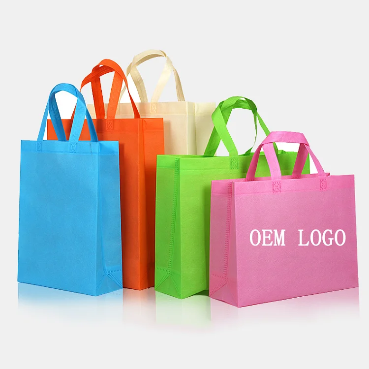 China Customized Eco Friendly Promotion Cheap Grocery colors Non Woven Reusable shopping bag wholesale bags With printed Logo