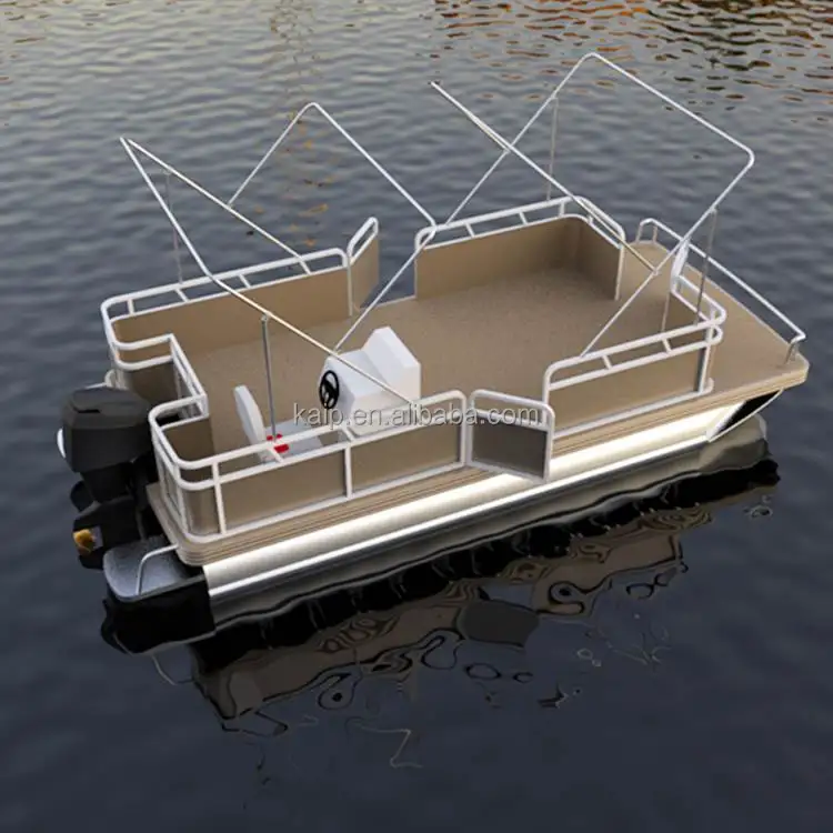 Pontoon boat aluminum alloy material new 6 person 19ft floor remote console safe driving yacht