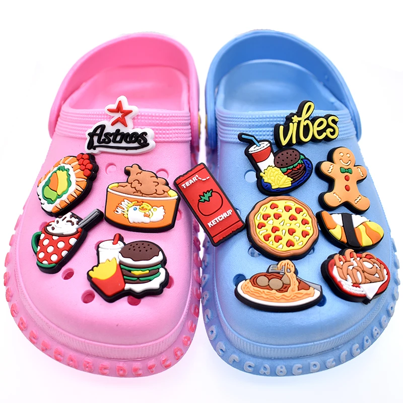New Arrivals  Food Hamburg Popcorn Lollipop Design Croc Charms PVC S Charms Accessories Decorations For Clog Shoes