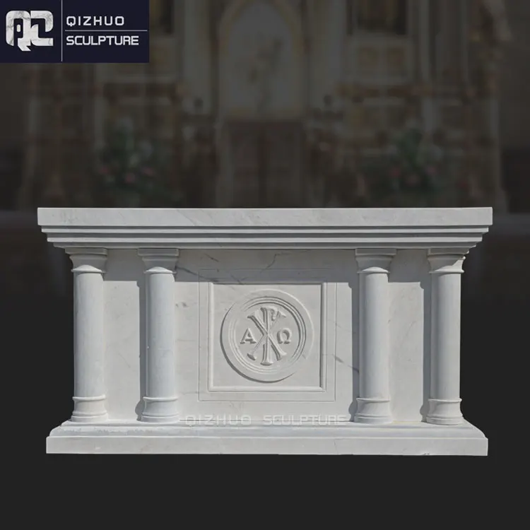 Modern Design Customized Master Handmade Catholic Home Natural Stone White Altar Table For Religious On Sale