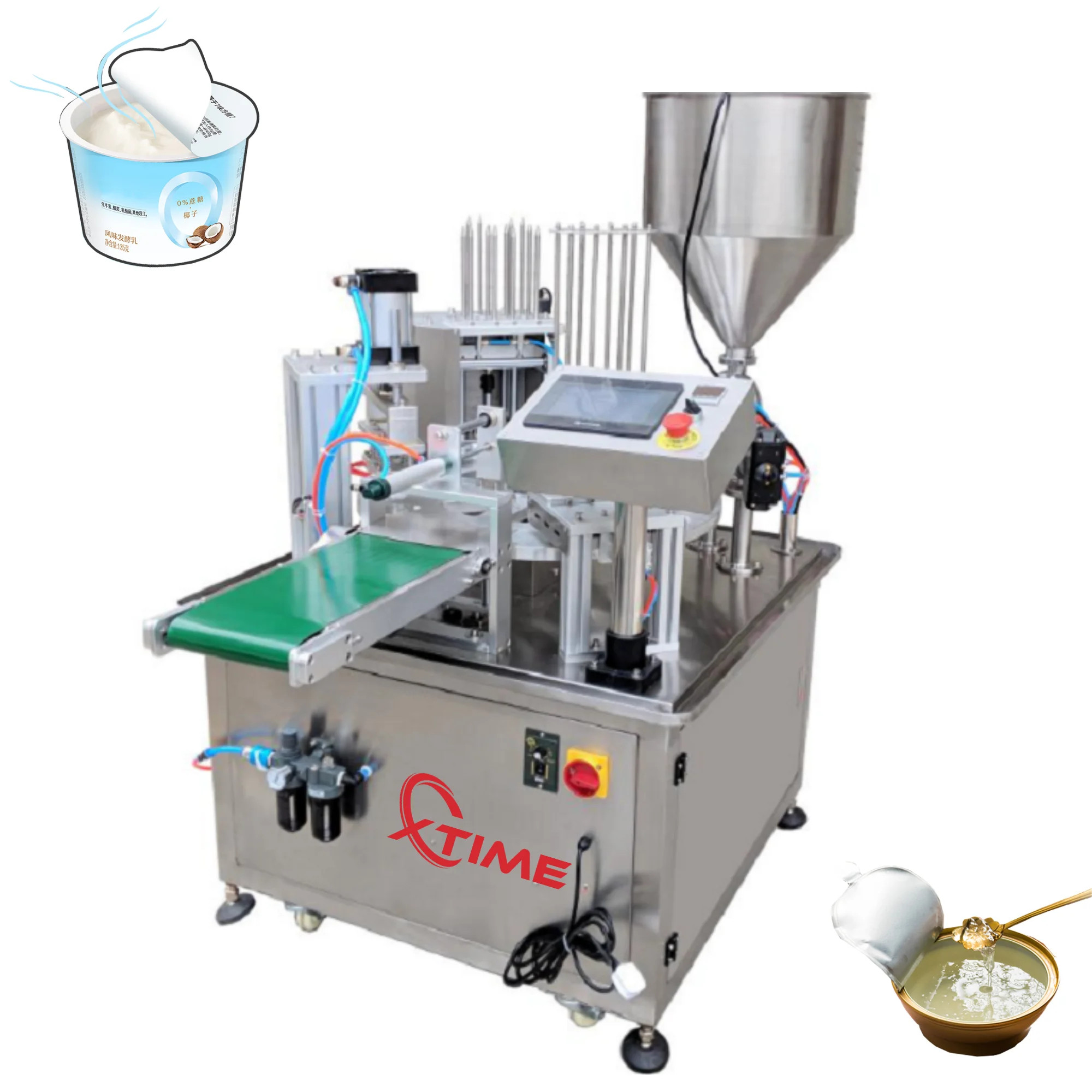Multifunction Fully Automatic bowl cup sealing paste yogurt pudding milk ball ketchup sauce liquid filling capping machine