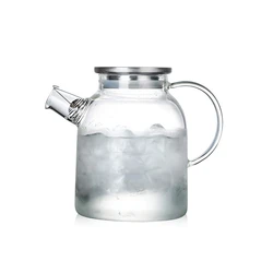 China Wholesale Custom Logo Borosilicate Glass Water Stainless Steel Lid Jug