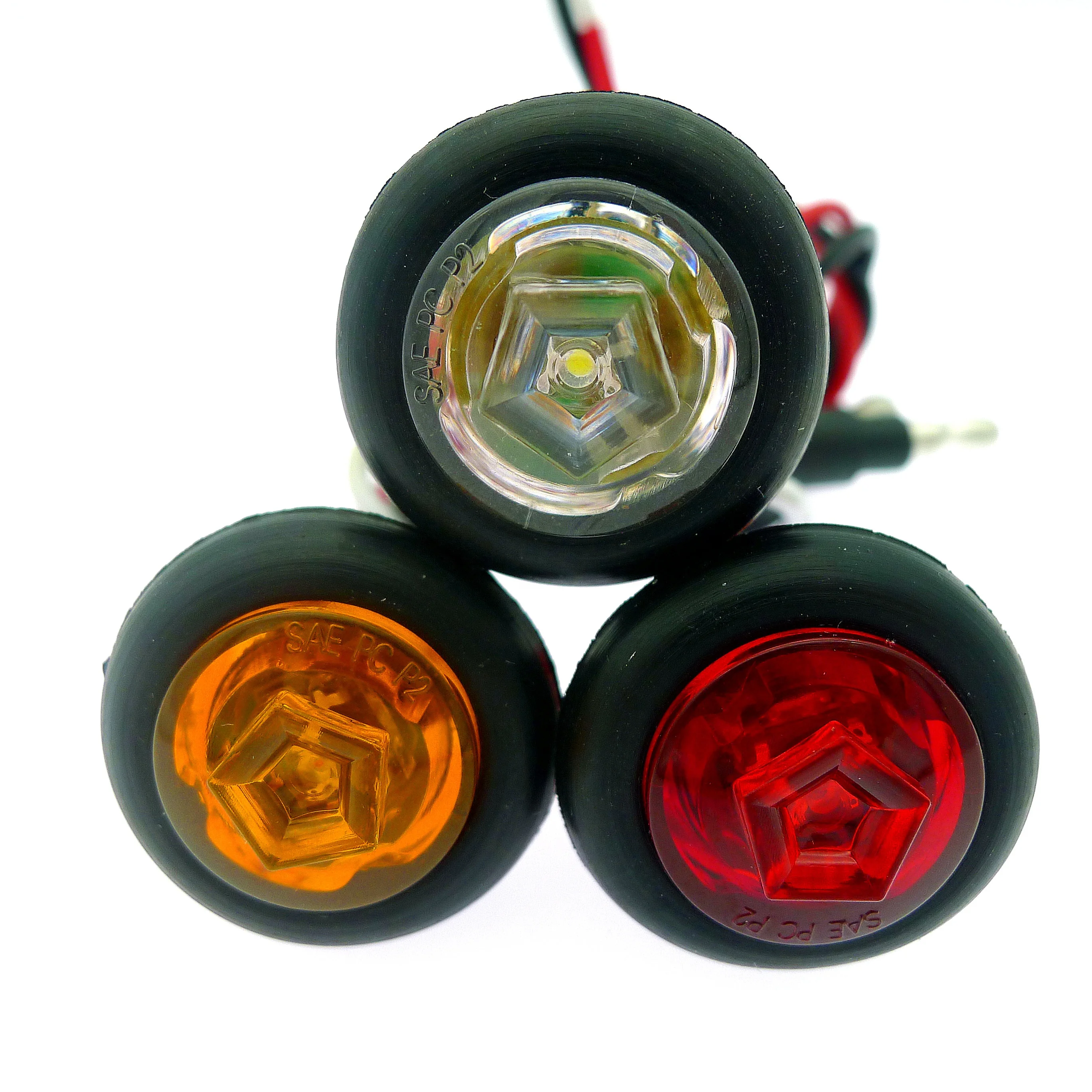 0.75 Inch Mini Round LED Marker & Clearance Light Trailer Side Marker Light Full Color Five-Pointed Star Light For Car Truck